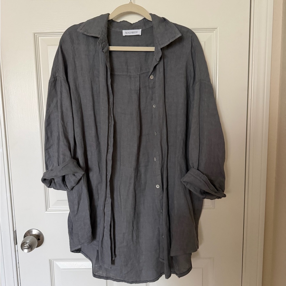 Beachwood Baby Linen Gray Button Down Shirt